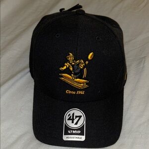 '47 Steelers Black Cap with Gold Football Embroidery